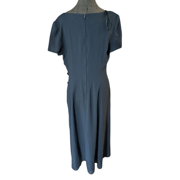 Vtg Maggy London Womens Blue Black Button Detail Midi Dress Size 12 - Picture 3 of 6